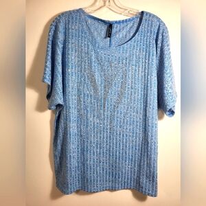 Forever Jade light blue beaded front tunic women's 2X  #2103